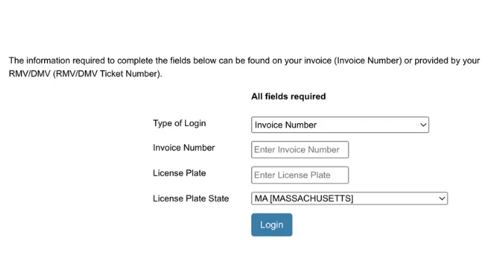 Screenshot of Pay By Plate MA invoice